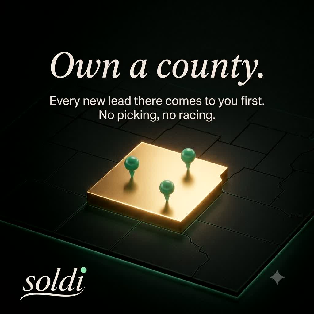 Own a county — every new lead comes to you first